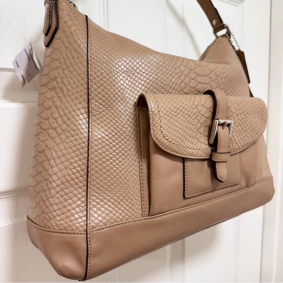 Coach Charlie Python Leather Hobo Tote in Tan NWT - Picture 3 of 14